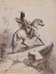 Crow-Indianer auf der Lauer, ca. 1837