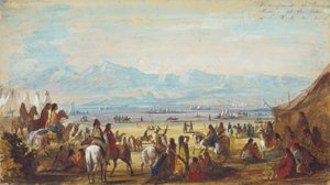 Lager am Green River am Fuße der Rocky Mountains, um 1837 von Alfred Jacob Miller