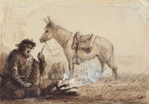 Francois bereitet das Abendessen vor, ca. 1837 von Alfred Jacob Miller