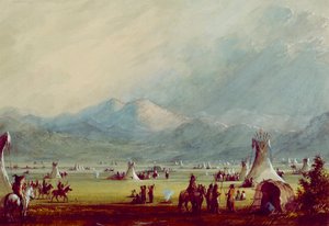 Großes Lager bei den geschnittenen Felsen von Alfred Jacob Miller