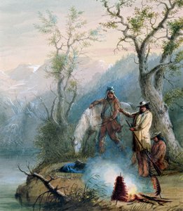 Das Rösten der Buckelrippe, 1837 (Aquarell auf Papier)