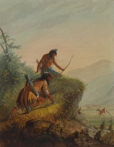 Schlangenindianer schießen auf Elche von Alfred Jacob Miller