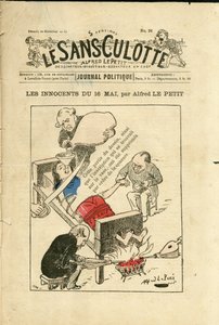 Illustration von Alfred Le Petity (1841-1909) für das Cover von Le Sans-Panlotte, circa 1879 - Die Unschuldigen vom 16. Mai - Zensur, 16. Mai von Alfred Le Petit