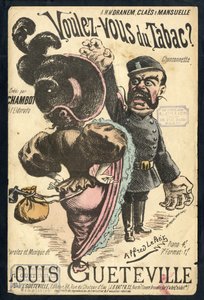 Illustration von Alfred Le Petit (1841-1909) in „Chanson illustrée“, ca. 1900 - Vouvous du tabac. Louis Gueteville - Rauchen, Tabak von Alfred Le Petit