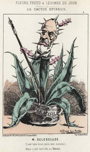 Der stachelige Kaktus: Karikatur auf Louis Charles Delescluze (1809 - 1871) - Illustration vom 16.01.1871 in „Blumen, Früchte und Gemüse des Tages“ von Alfred Le Petit