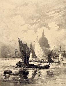 Die Themse unterhalb der London Bridge von Alfred Louis Brunet Debaines