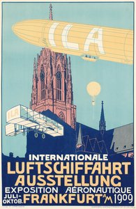 Werbeplakat für die Internationale Ballonfahrtausstellung 1909 in Frankfurt