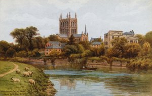 Hereford-Kathedrale vom Fluss aus von Alfred Robert Quinton