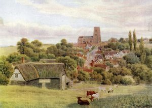 Die Kirche auf dem Hügel, Kersey, Suffolk von Alfred Robert Quinton