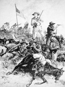 Illustration der Schlacht am Little Bighorn, 25. Juni von Alfred Rudolph (after) Waud