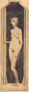 Stehende nackte Frau in schmalem Feld