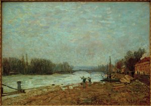 Nach dem Debakel, die Seine an der Brücke von Suresnes