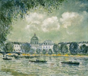 Landschaft entlang der Seine mit dem Institut de France und der Pont des Arts