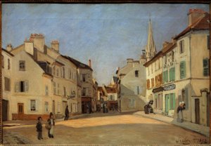 Rue de la Chaussée à Argenteuil, dit Place à Argenteuil von Alfred Sisley