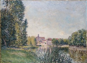 Der Loing und die Kirche in Moret, 1886 von Alfred Sisley