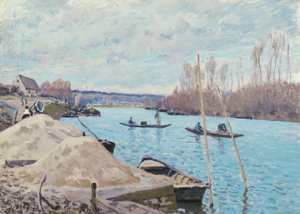Die Seine bei Port-Marly, Sandhaufen von Alfred Sisley