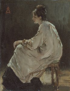Sitzendes Mädchen, 1843-1906 von Alfred Emile Stevens