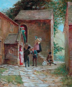 Ansicht des Hofes mit Figuren, Kilnhurst, Todmorden, ca. 1860