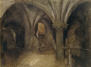 Mont St Michel, Die Krypta von Aquilon, ca. 1876