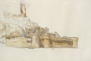 Mont St Michel: Die Mauern und Bastionen, ca. 1876 von Alfred William Hunt