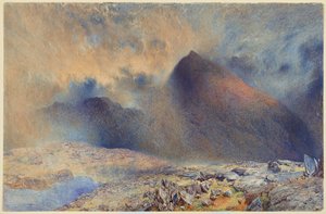 Mount Snowdon durch aufklarende Wolken