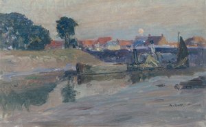 Aufgehender Mond über Nieuport
