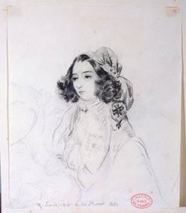 George Sand (1804-76) trägt ein Kopftuch, 1833 von Alfred de Musset