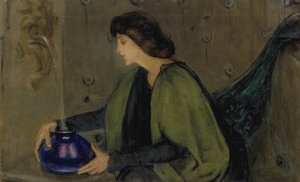 Frau und Pfau