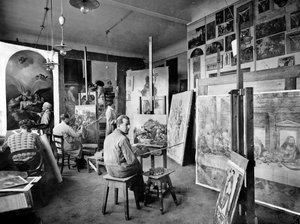 Saal der Maler des Stabilimento Fotografico Fratelli Alinari in der Via Nazionale, Florenz