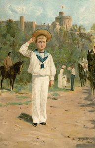 Seine Königliche Hoheit Prinz Edward von Wales salutiert den Farben