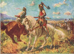 Der Kampf zwischen König Robert the Bruce und Sir Henry de Bohun bei Bannockburn