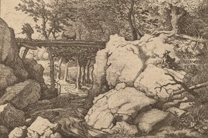 Ziege auf einer kleinen Brücke von Allart van Everdingen