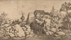 Reiter auf einer Steinbrücke, wahrscheinlich ca. 1645-1656 von Allart van Everdingen