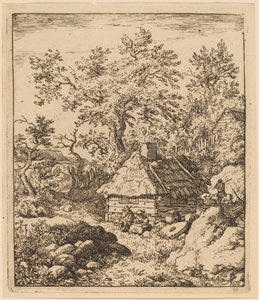 Landschaft mit Mühlstein neben einem Fass von Allart van Everdingen