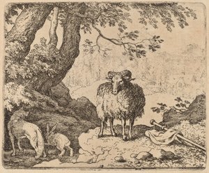 Reynard kehrt nach Hause zurück, begleitet von dem Widder und dem Kaninchen von Allart van Everdingen