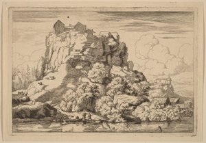 Fluss am Fuße eines hohen Felsens von Allart van Everdingen