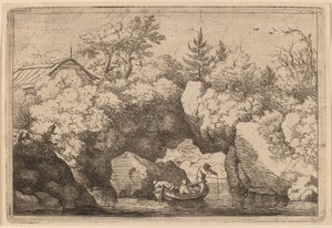 Boot unter einem gespaltenen Felsen, wahrscheinlich ca. 1645-1656 von Allart van Everdingen