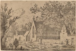 Schweinehirt in der Nähe einer Kapelle, wahrscheinlich ca. 1645-1656