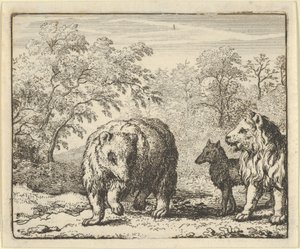 Der Löwe befreit den Bären und den Wolf, 1650-75 von Allart van Everdingen