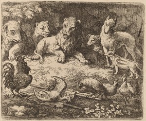 Der Hahn greift Reynard an, wahrscheinlich um 1645-1656 von Allart van Everdingen
