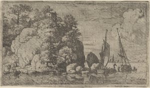Die zwei Boote auf dem Fluss, 17. Jahrhundert von Allart van Everdingen