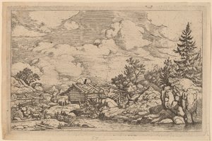 Drei Ziegen am Fluss, wahrscheinlich um 1645-1656 von Allart van Everdingen