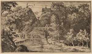 Wassermühle am Fuße eines Berges von Allart van Everdingen