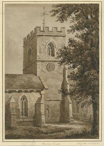 Harborne Kirche: Rote Sepia-Zeichnung, 2. Juli 1842
