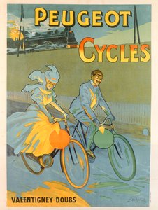 Poster zur Werbung für Peugeot-Fahrräder