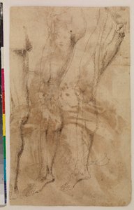 Drei Studien eines männlichen Beins (verso) c.1537