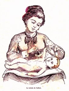 Die Toilette des Kindes - Das normale Leben & Gesundheit von J. Rengade. Zeichnung von A. Demarle 1881 von Alphonse Demarle