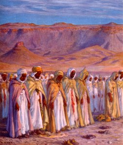 Illustration von muslimischen arabischen Pilgern auf dem Weg nach Mekka, von Nasreddine Dinet (Alphonse-Étienne Dinet)