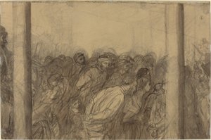 Menschenmenge zwischen zwei Säulen gesehen (verso) von Alphonse Legros
