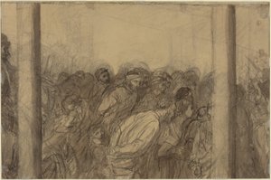 Menschenmenge zwischen zwei Säulen [Rückseite] von Alphonse Legros